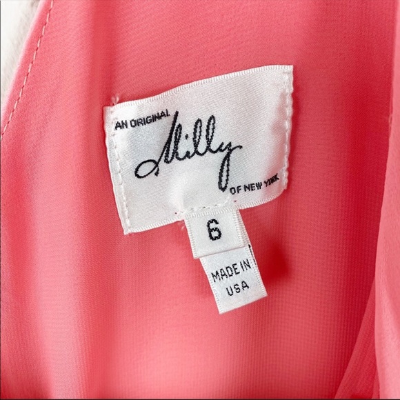 Milly Neon Coral melon stretch-silk mini dress c1 - Picture 6 of 8